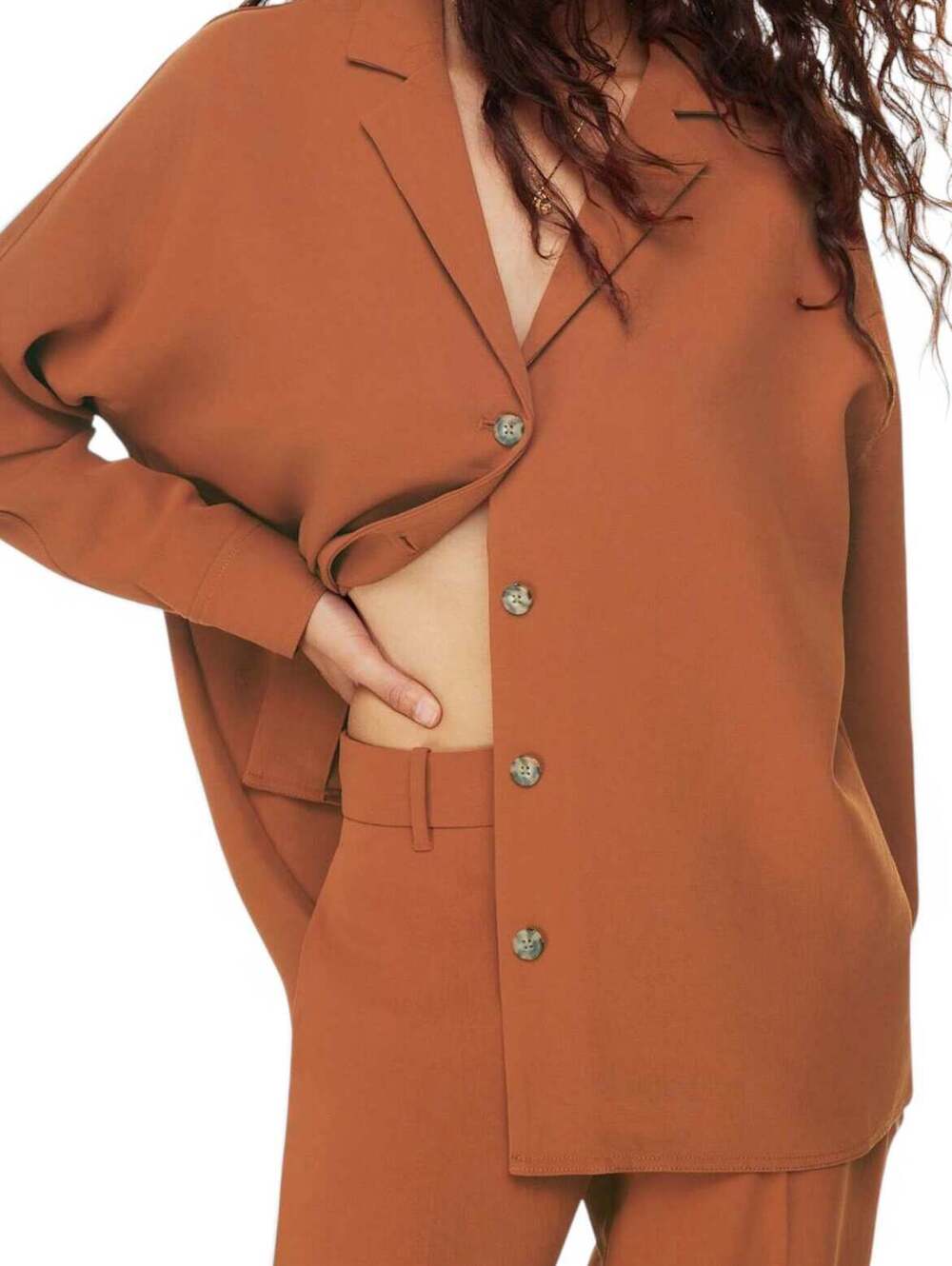 Aritzia Wilfred Freeform Shirt Crepette Button Up Blouse Brown Small